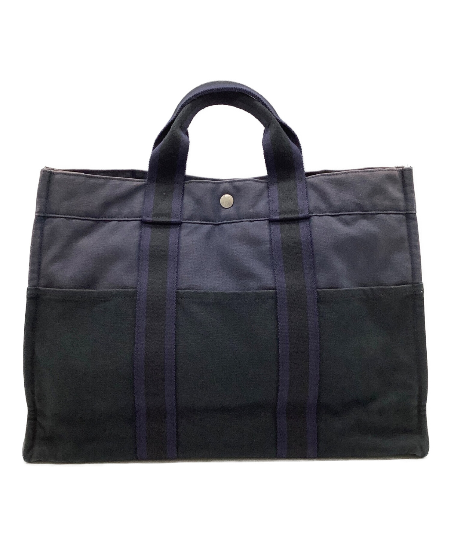 中古・古着通販】HERMES (エルメス) トートバッグ ネイビー×ブラック