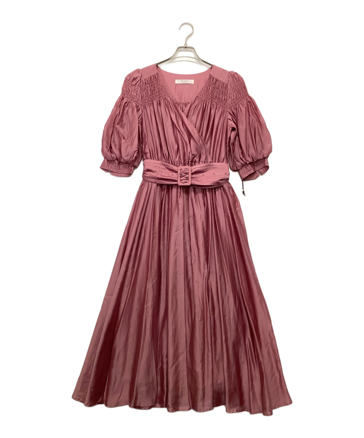 【中古・古着通販】HER LIP TO (ハーリップトゥ) Airy Volume Sleeve Dress ピンク サイズ:M 未使用品｜ブランド・古着通販  トレファク公式【TREFAC FASHION】スマホサイト