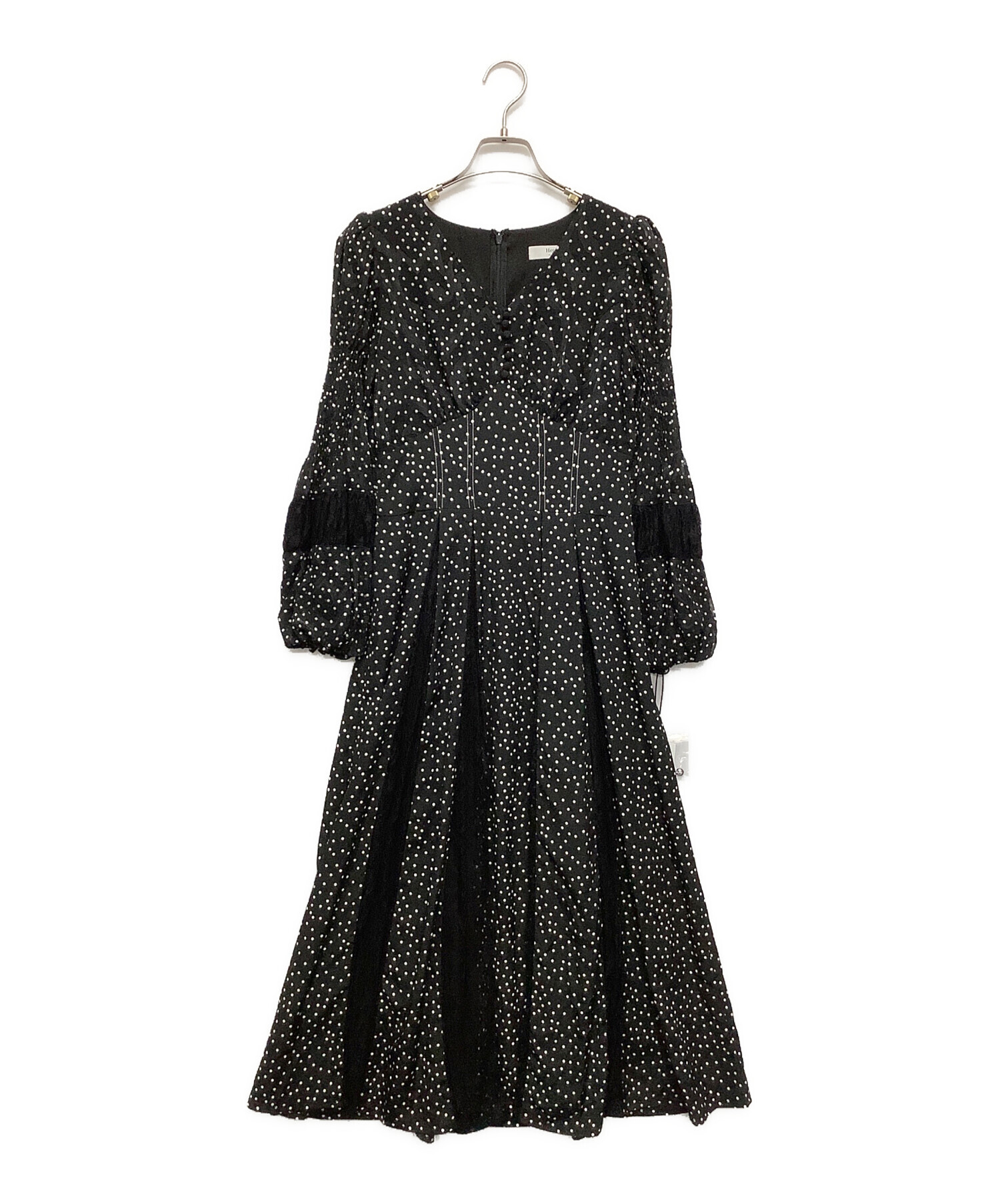 中古・古着通販】HER LIP TO (ハーリップトゥ) Lace-Trimmed Pin Dot Dress ブラック×ホワイト サイズ:S  未使用品｜ブランド・古着通販 トレファク公式【TREFAC FASHION】スマホサイト