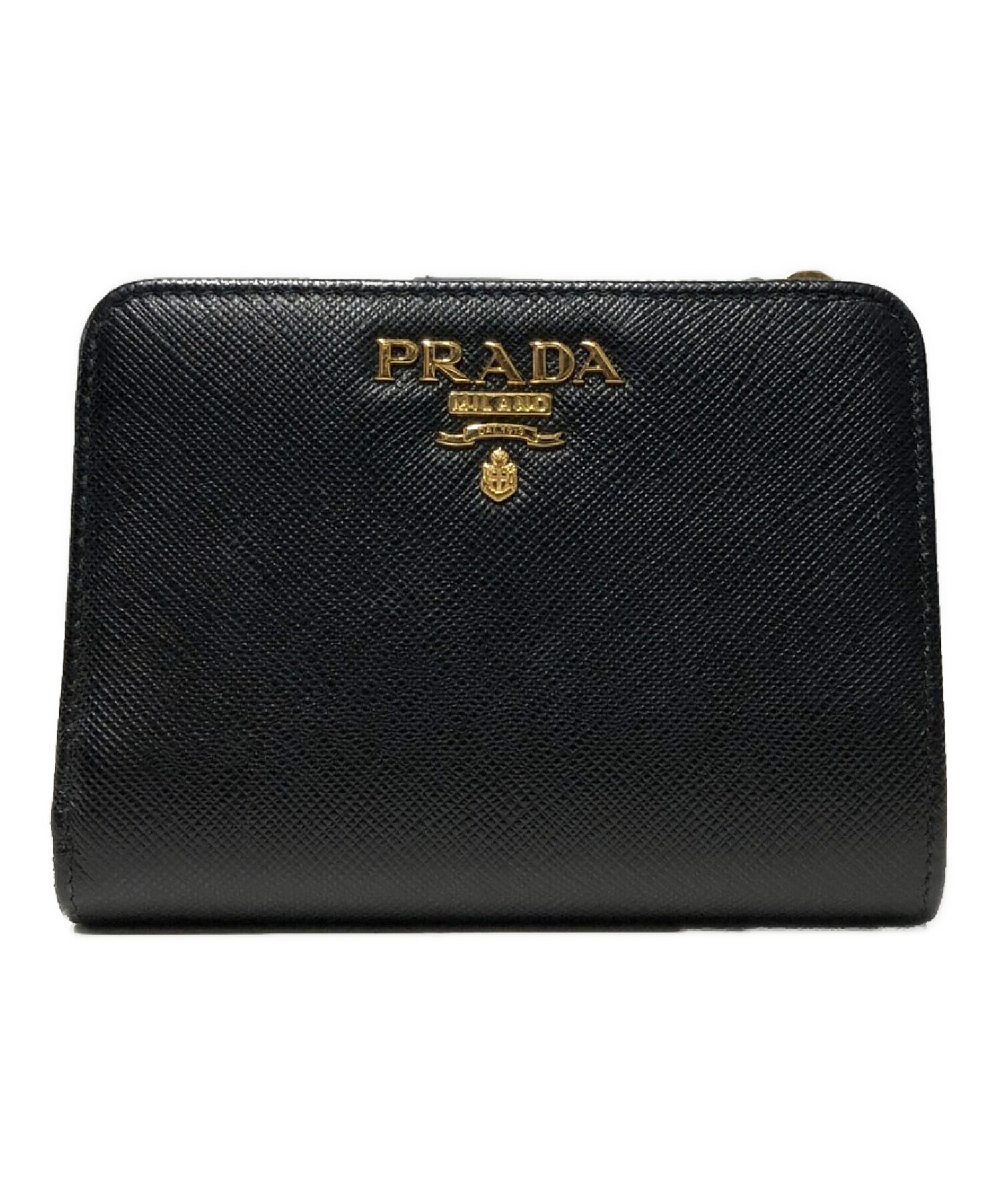PRADA プラダ 財布 二つ折り ブラック レザー - 小物