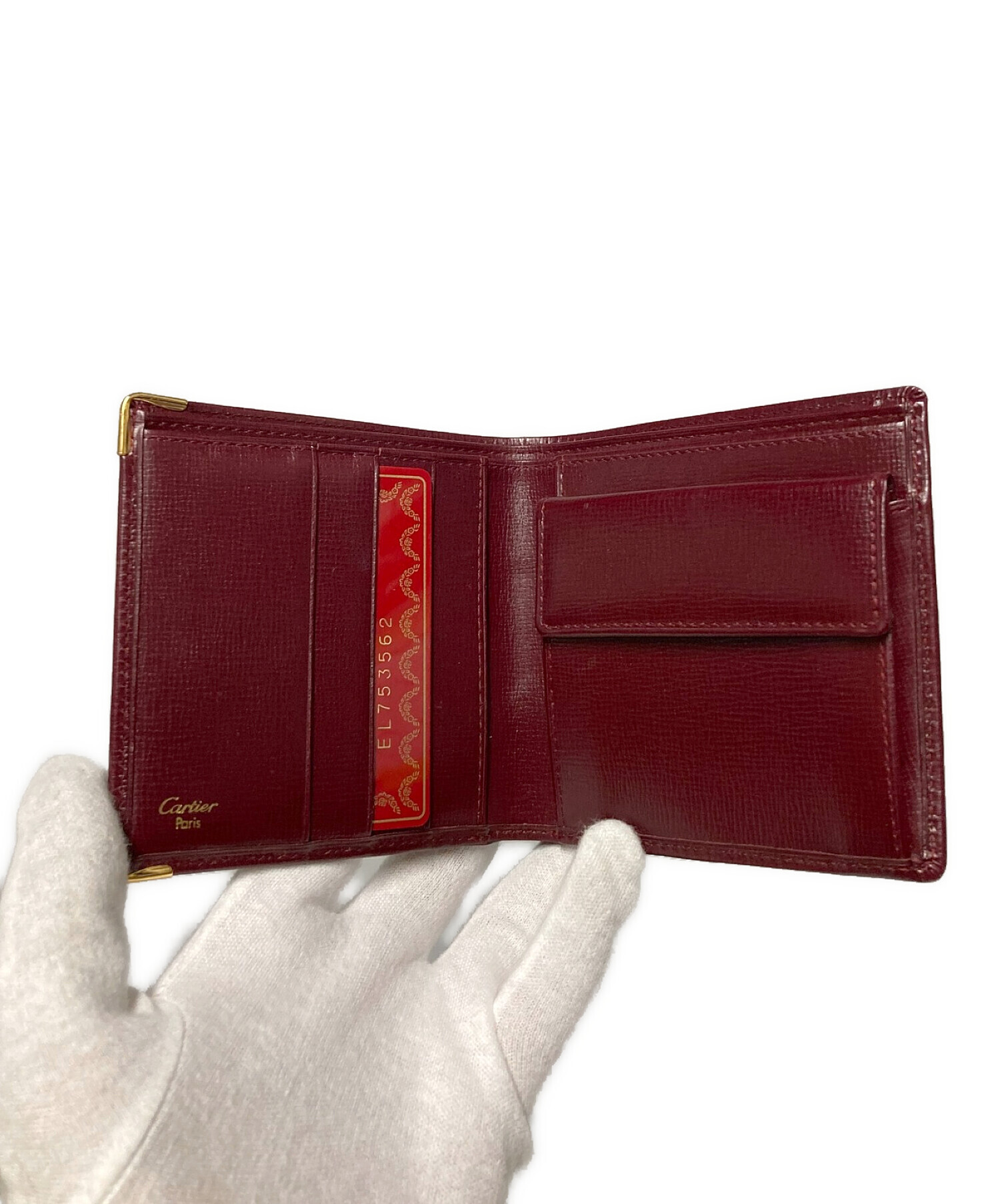 Cartier (カルティエ) マストライン レザー2つ折り財布 ワインレッド