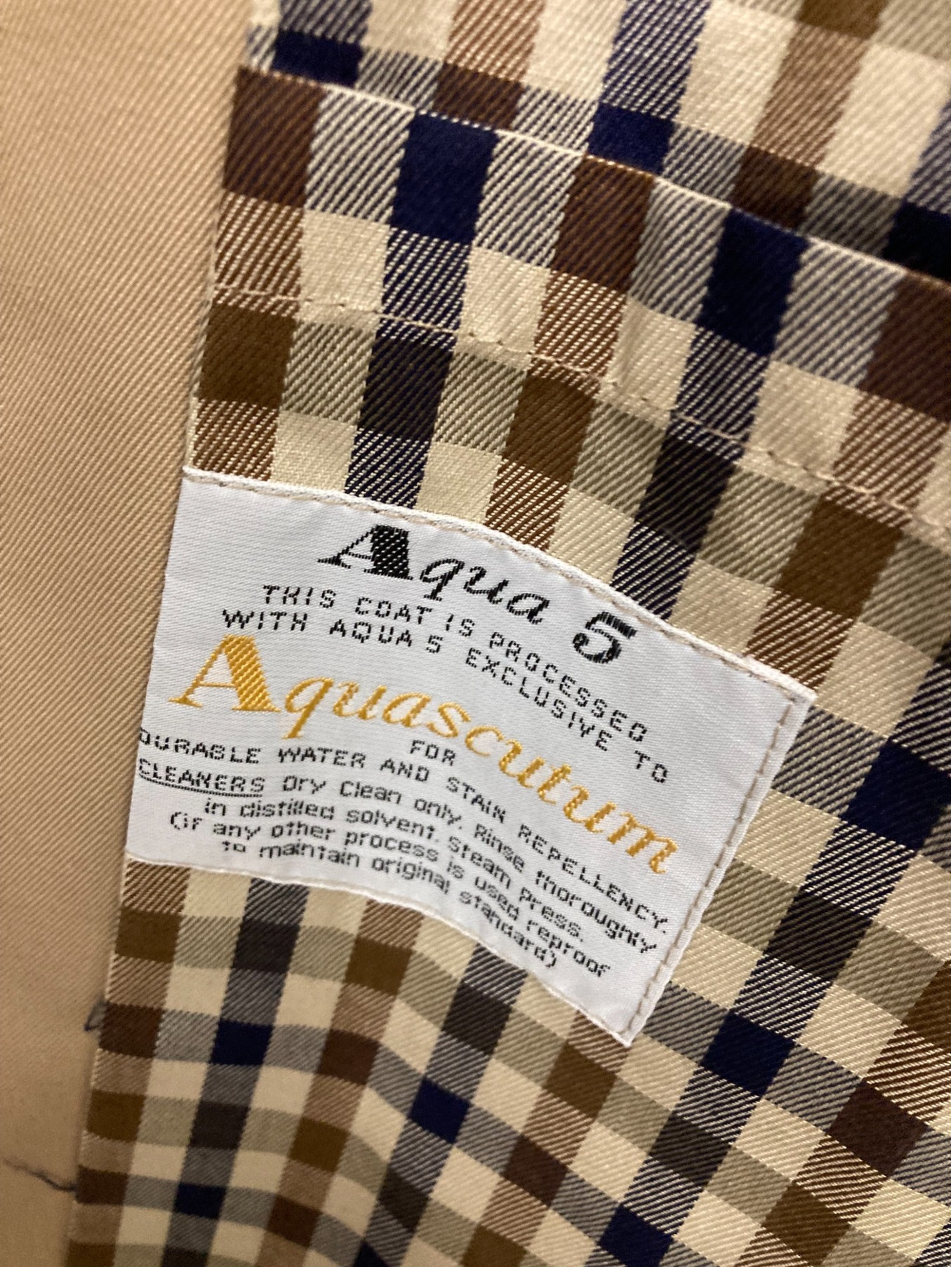 中古・古着通販】Aquascutum (アクアスキュータム) 70-80's 裏地