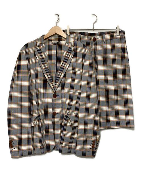 【中古・古着通販】Vivienne Westwood man (ヴィヴィアン ウェストウッド マン) チェック2Bセットアップスーツ  ネイビー×ホワイト サイズ:ジャケット:46 パンツ:44｜ブランド・古着通販 トレファク公式【TREFAC FASHION】スマホサイト