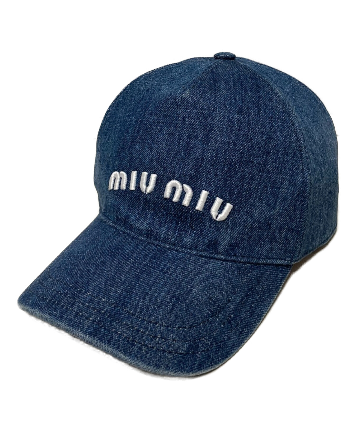 MIU MIU (ミュウミュウ) ロゴ5パネルデニムキャップ インディゴ サイズ:Ｓ