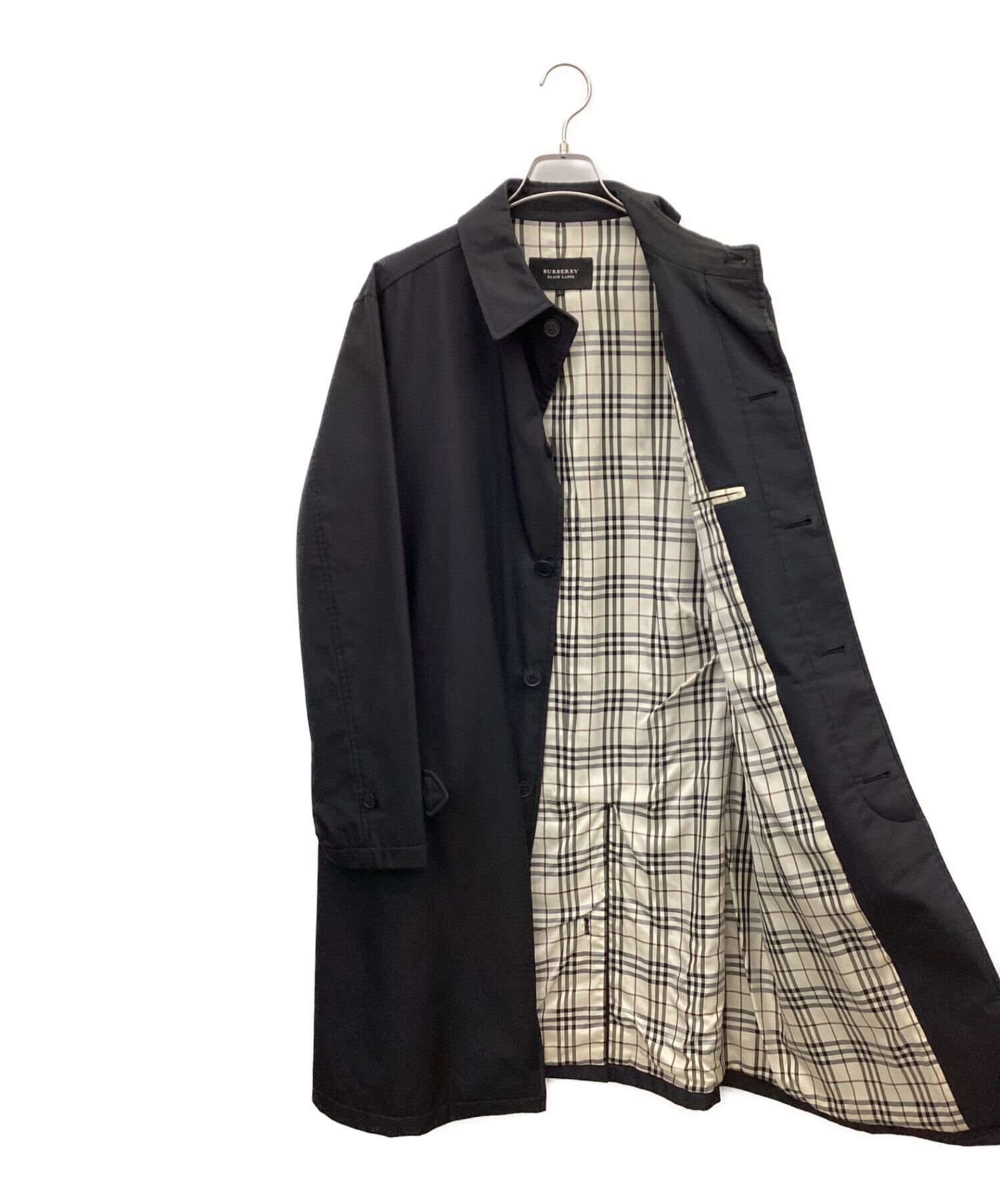 中古・古着通販】BURBERRY BLACK LABEL (バーバリーブラックレーベル) ステンカラーコート ブラック サイズ:L｜ブランド・古着通販  トレファク公式【TREFAC FASHION】スマホサイト