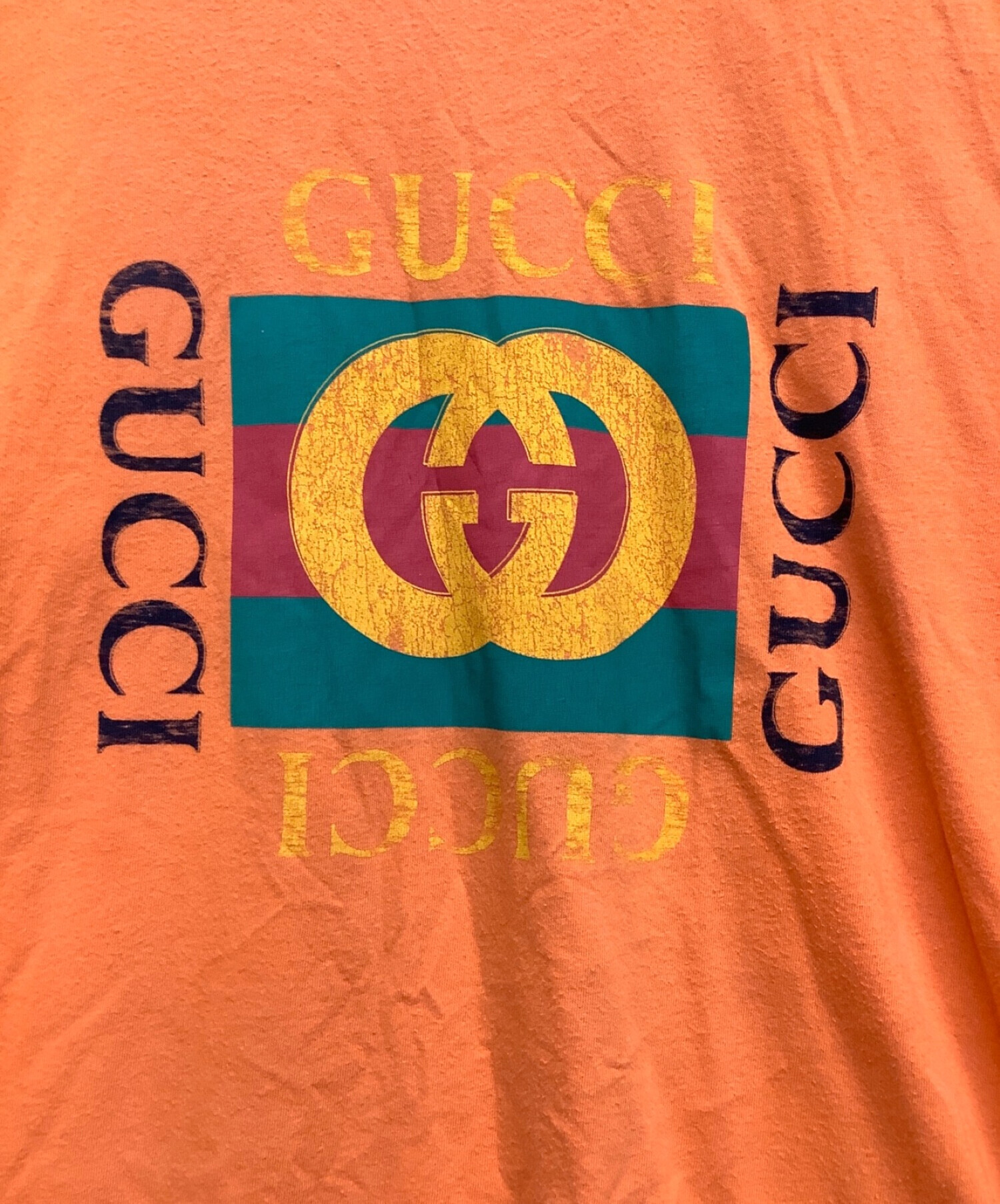 GUCCI (グッチ) オールドロゴTシャツ オレンジ サイズ:L