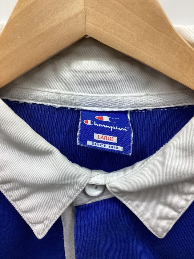 中古・古着通販】Champion (チャンピオン) ラガーシャツ ブルー×レッド