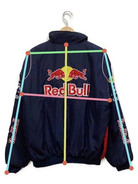 レッドブル Red Bull 刺繍 レーシングジャケット ネイビー紺 XL 古着-