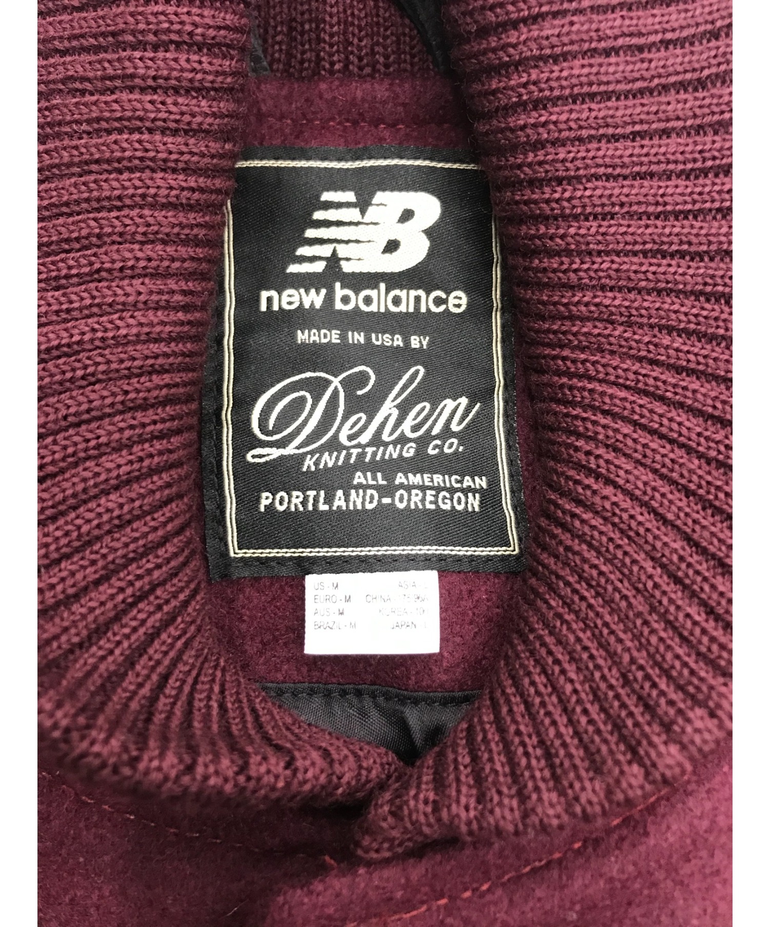 NEW BALANCE× Dehen (ニューバランス×ディーエン) ウールジャケット チェリーレッド サイズ:SIZE L