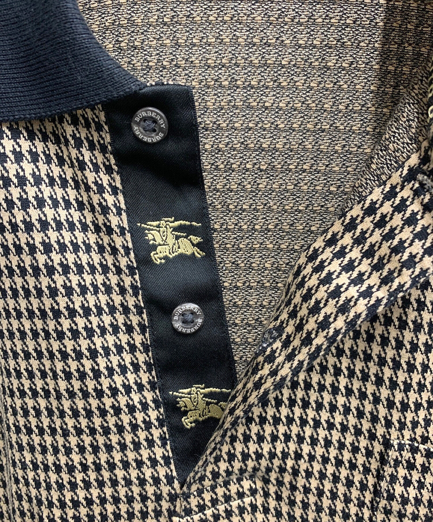 BURBERRY GOLF (バーバリーゴルフ) ゴルフウェア(トップス) ブラック×ブラウン サイズ:L