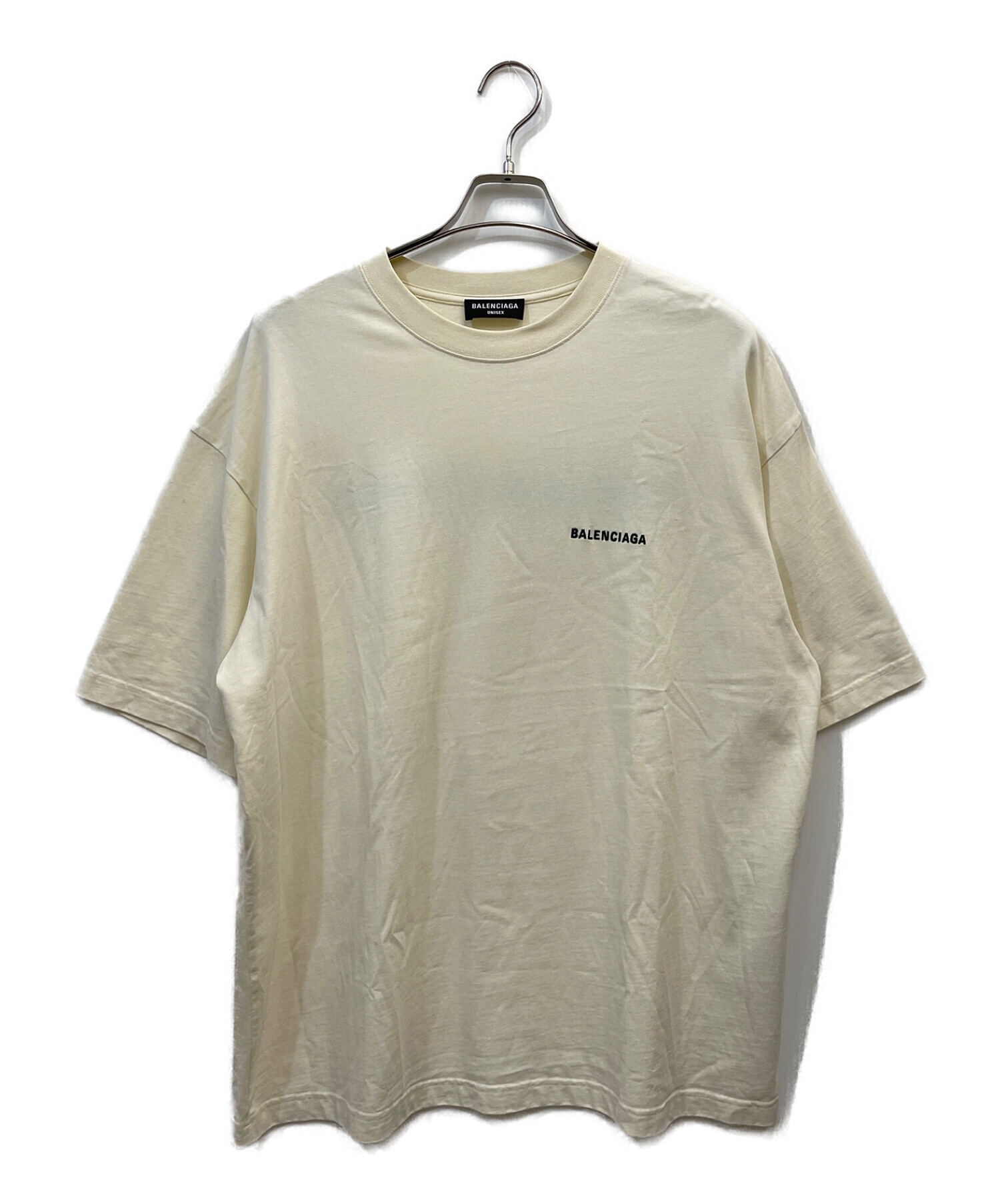 BALENCIAGA (バレンシアガ) ロゴプリントオーバーサイズTシャツ アイボリー サイズ:L