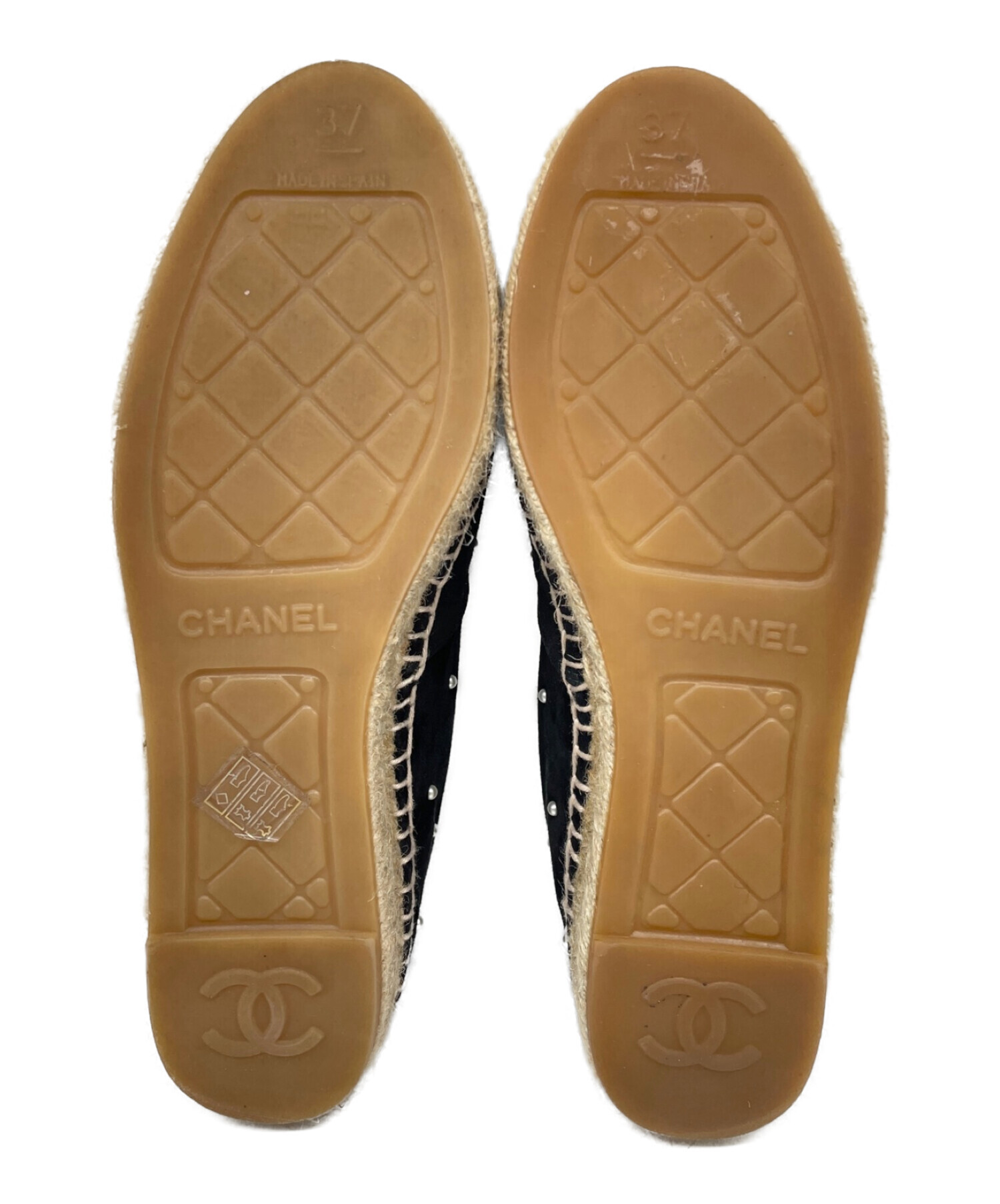 中古・古着通販】CHANEL (シャネル) エスパドリーユ ブラック×ベージュ サイズ:37｜ブランド・古着通販 トレファク公式【TREFAC  FASHION】スマホサイト