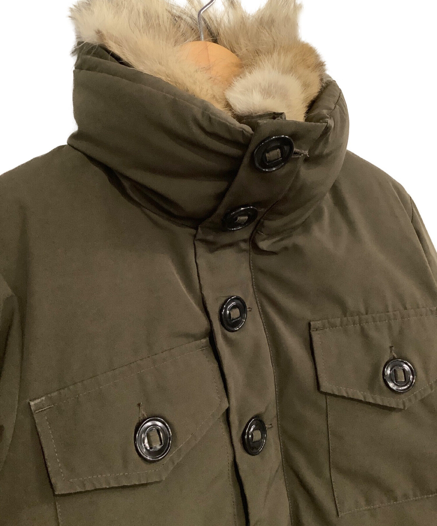 CANADA GOOSE (カナダグース) ハミルトン コヨーテファー付ダウンジャケット カーキ サイズ:S