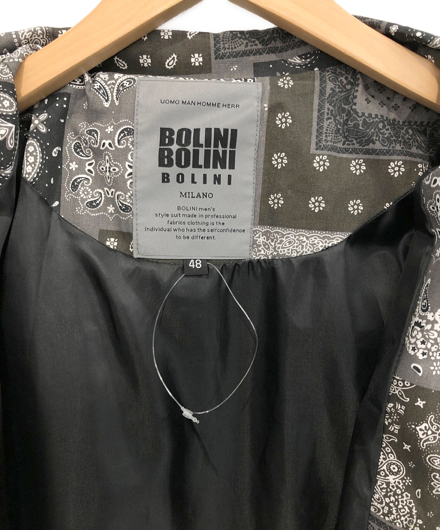 BOLINI (ボリーニ) ペイズリージップアップジャケット グレー×ブラック サイズ:XL 未使用品