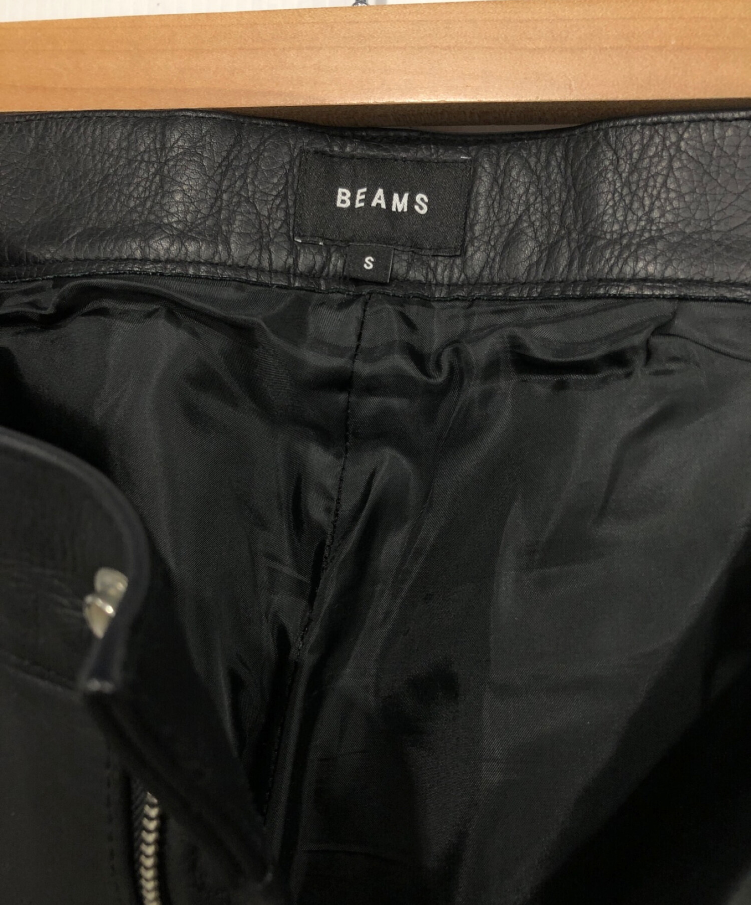 中古・古着通販】BEAMS (ビームス) レザーパンツ ブラック サイズ:S