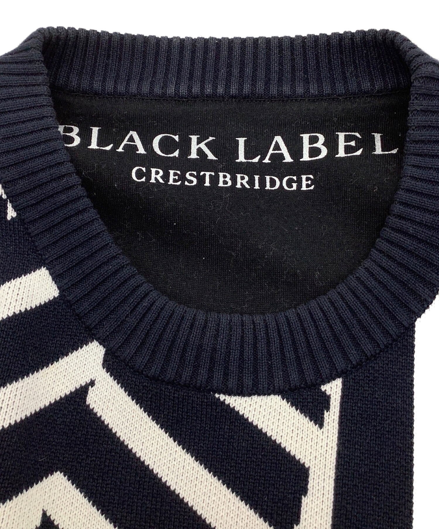 BLACK LABEL CRESTBRIDGE (ブラックレーベル クレストブリッジ) MIHARA YASUHIRO (ミハラヤスヒロ) ニット  ネイビー×ホワイト サイズ:2