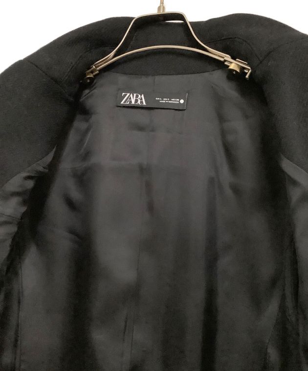 ZARA (ザラ) ウールブレンドボタンケープコート ブラック サイズ:６