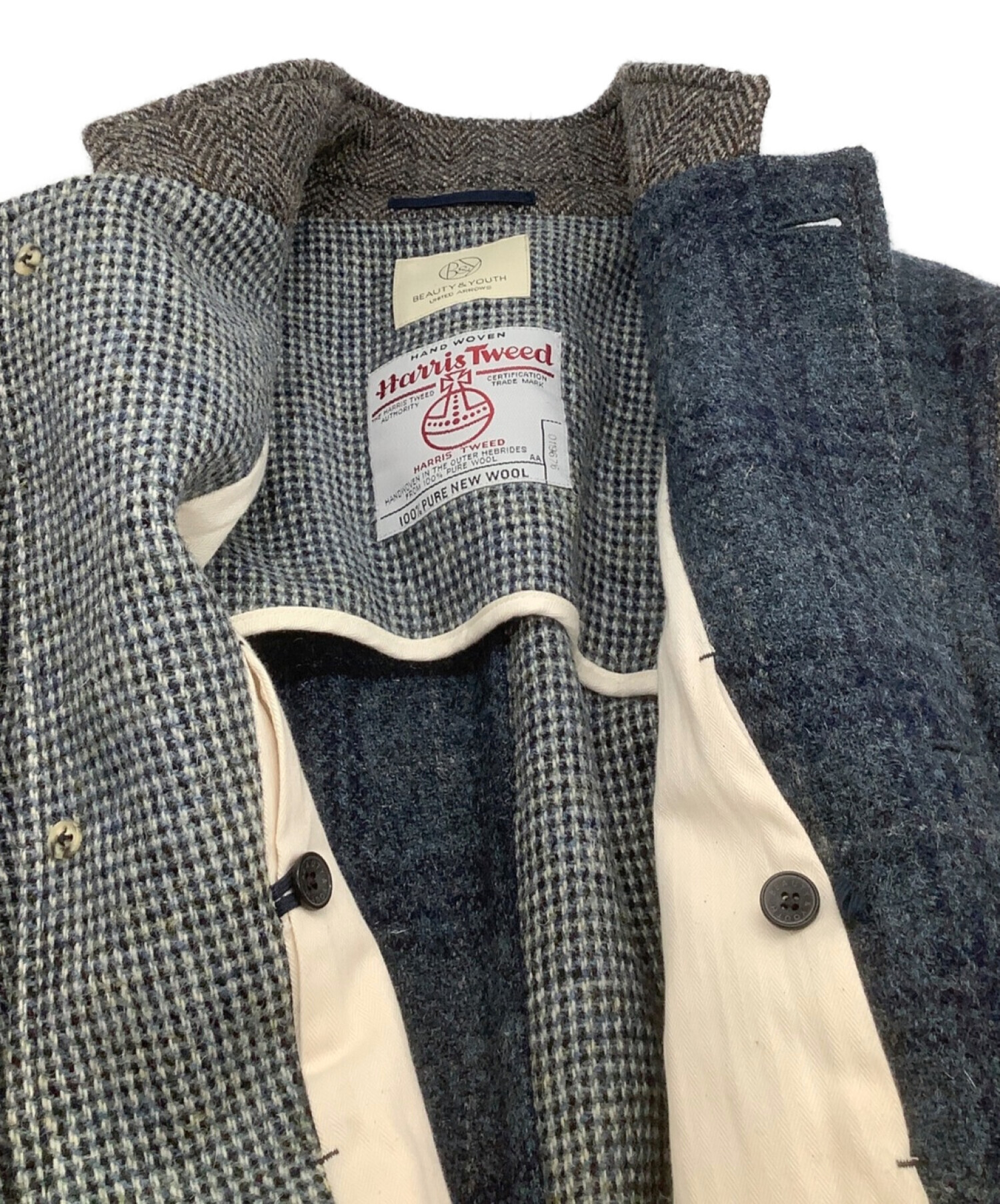 中古・古着通販】Harris Tweed (ハリスツイード) BEAUTY&YOUTH (ビューティーアンドユース) パッチワークツイードジャケット  ネイビー×グレー サイズ:M｜ブランド・古着通販 トレファク公式【TREFAC FASHION】スマホサイト