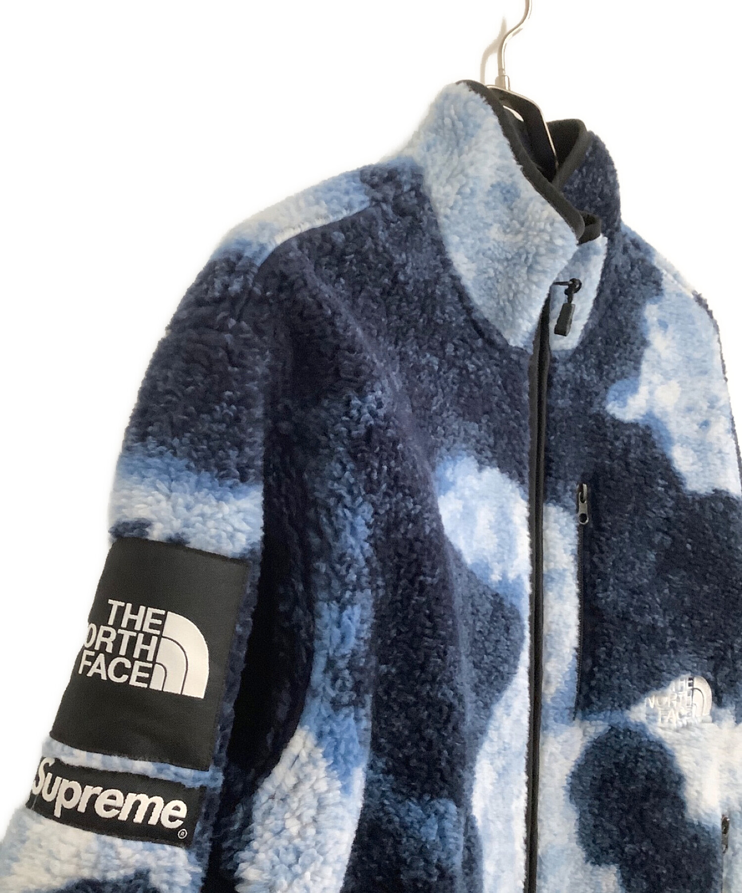 SUPREME (シュプリーム) THE NORTH FACE (ザ ノース フェイス) Bleached Denim Print Fleece  jacket ネイビー サイズ:L