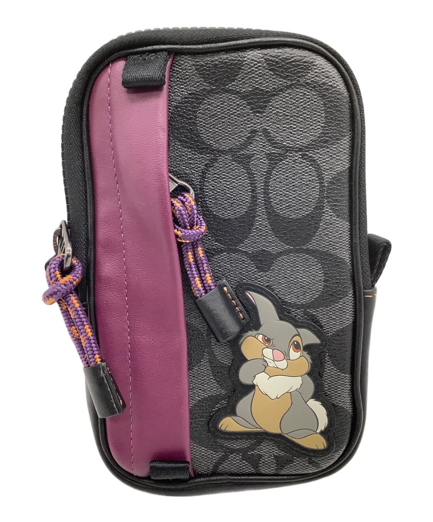 中古・古着通販】DISNEY (ディズニー) COACH (コーチ) コラボポーチ シグネチャー とんすけ ブラック×パープル｜ブランド・古着通販  トレファク公式【TREFAC FASHION】スマホサイト