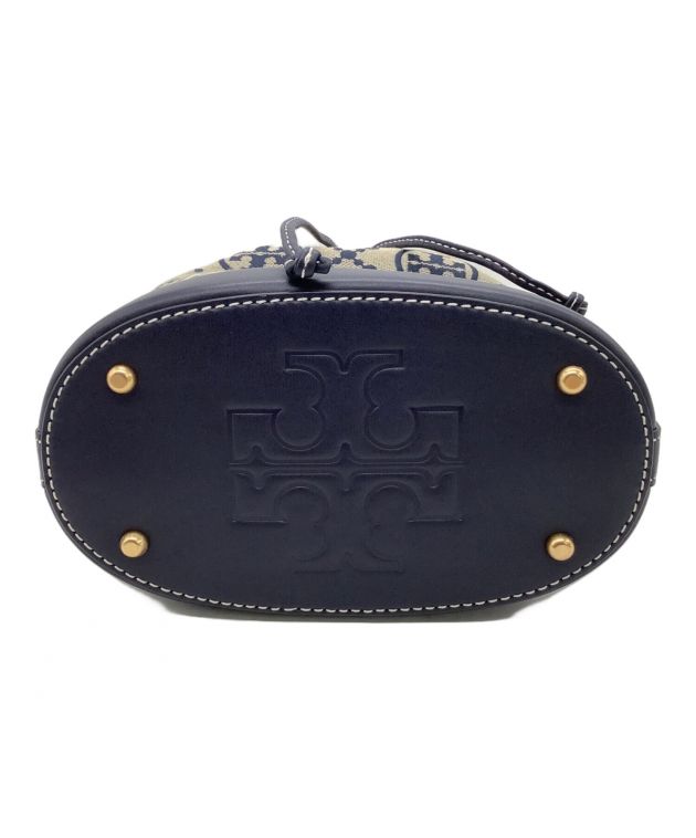 中古・古着通販】TORY BURCH (トリーバーチ) Tモノグラムジャカードミニバケットバッグ ベージュ×ネイビー｜ブランド・古着通販  トレファク公式【TREFAC FASHION】スマホサイト