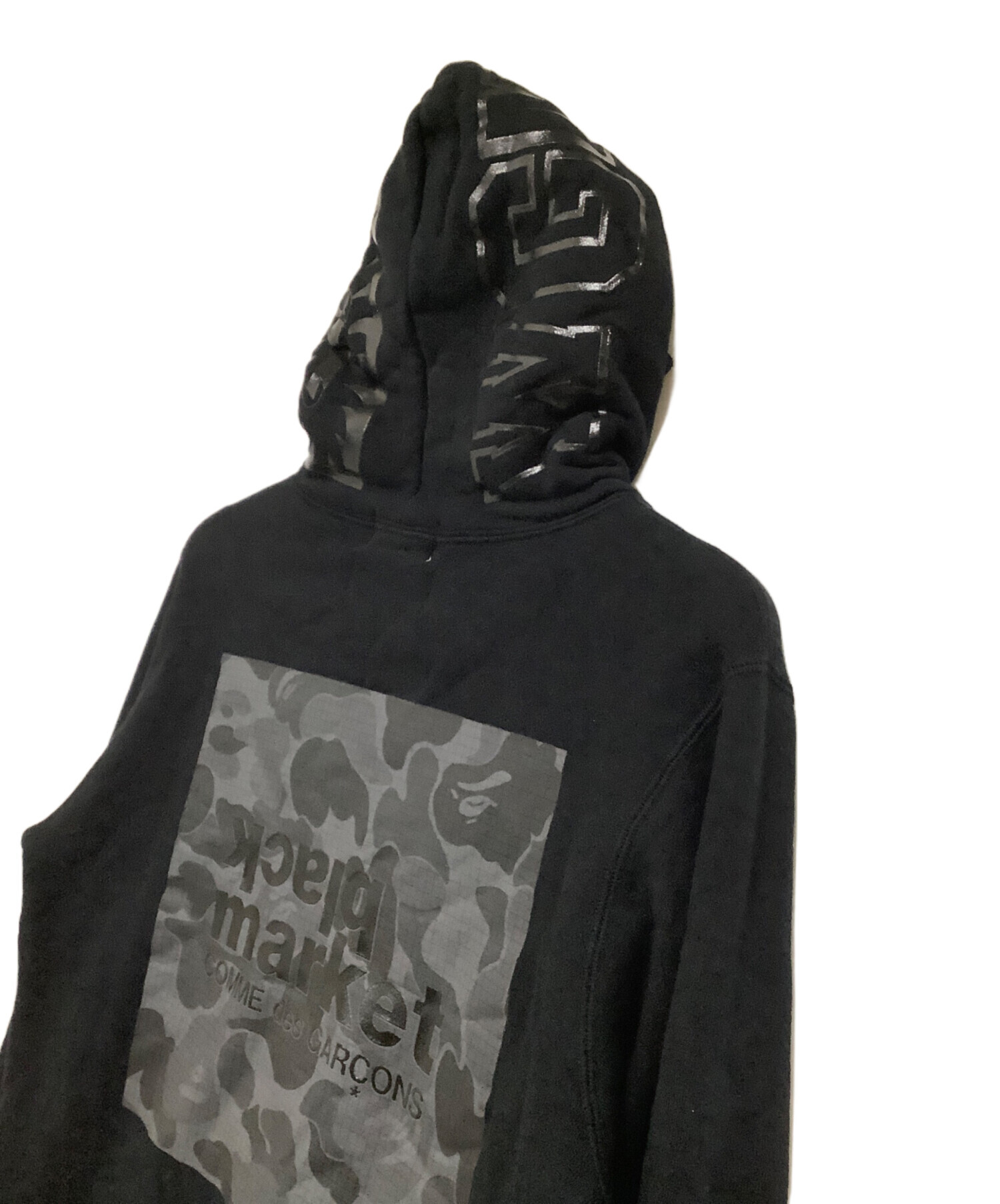 A BATHING APE (アベイシングエイプ) COMME des GARCONS (コムデギャルソン) プルオーバーパーカー black  market COMME des GARCONS ブラック サイズ:L