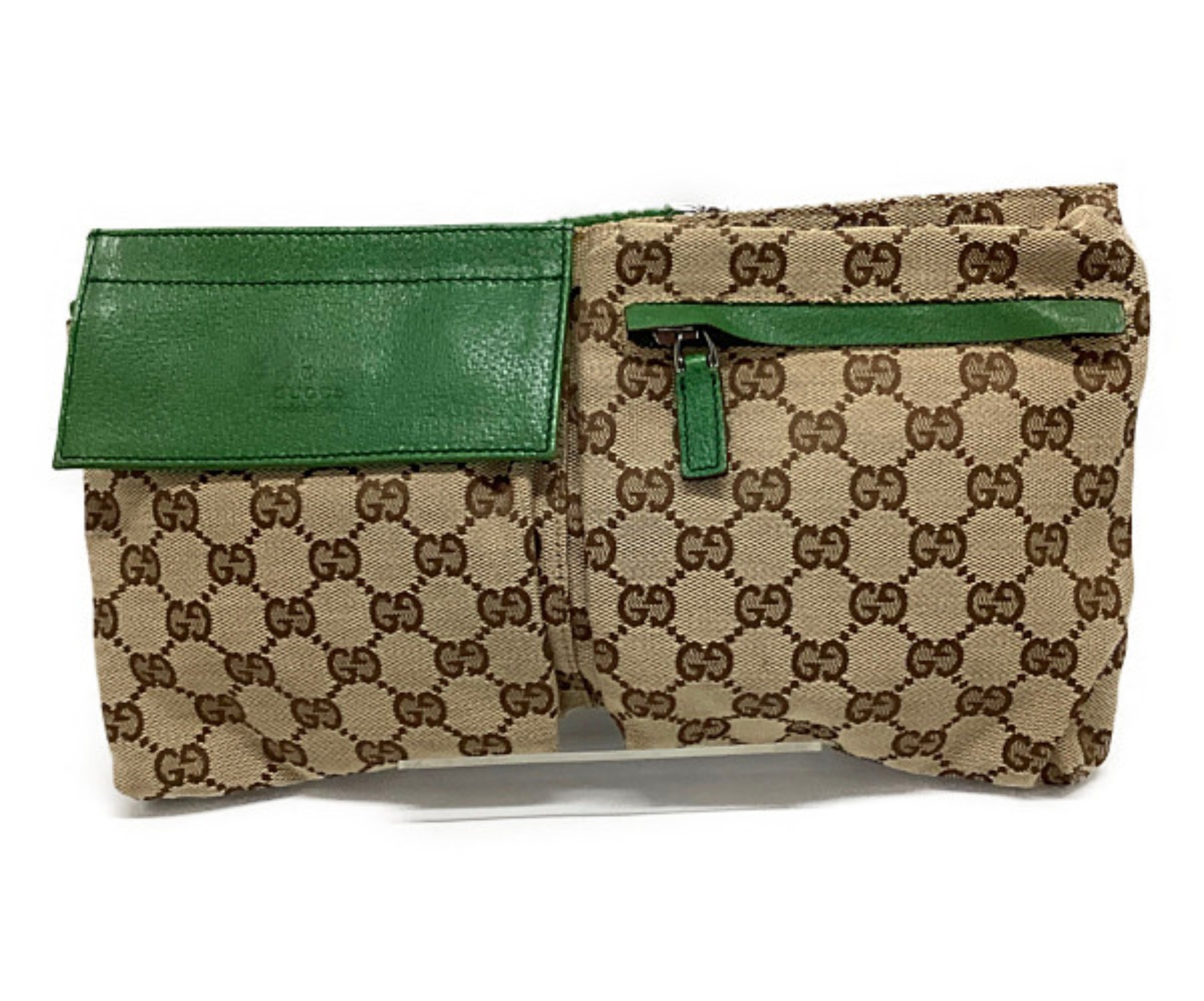 中古・古着通販】GUCCI (グッチ) ウエストバッグ グリーン×ベージュ