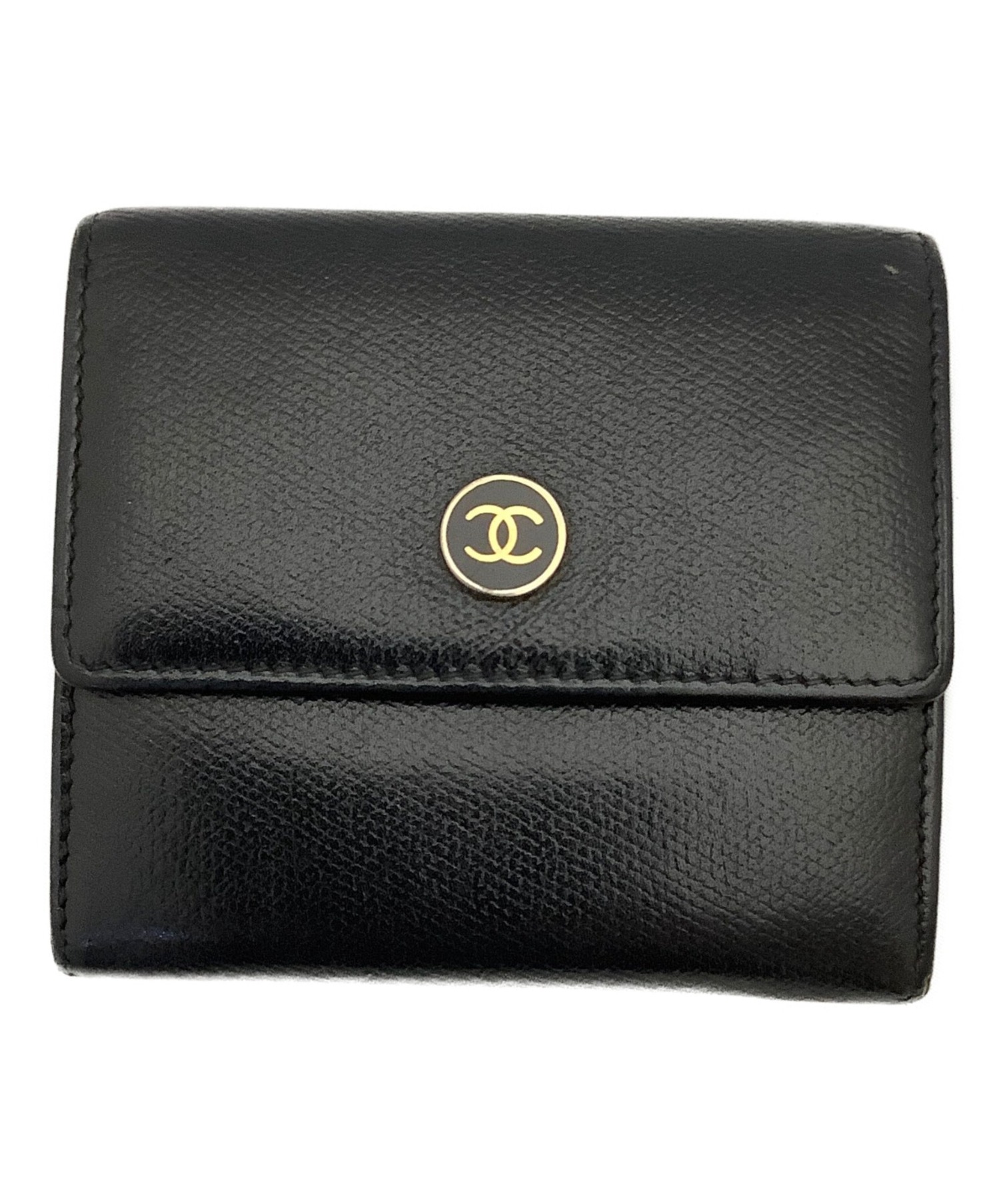 中古・古着通販】CHANEL (シャネル) 3つ折り財布 ブラック サイズ