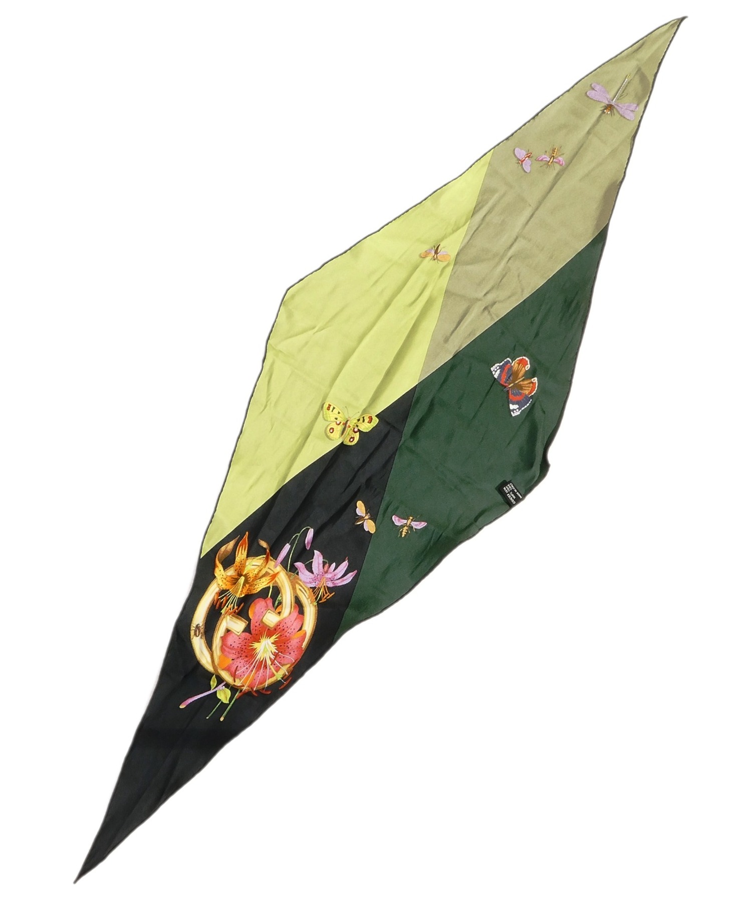 GUCCI (グッチ) ひし形シルクスカーフ グリーン サイズ:115cm