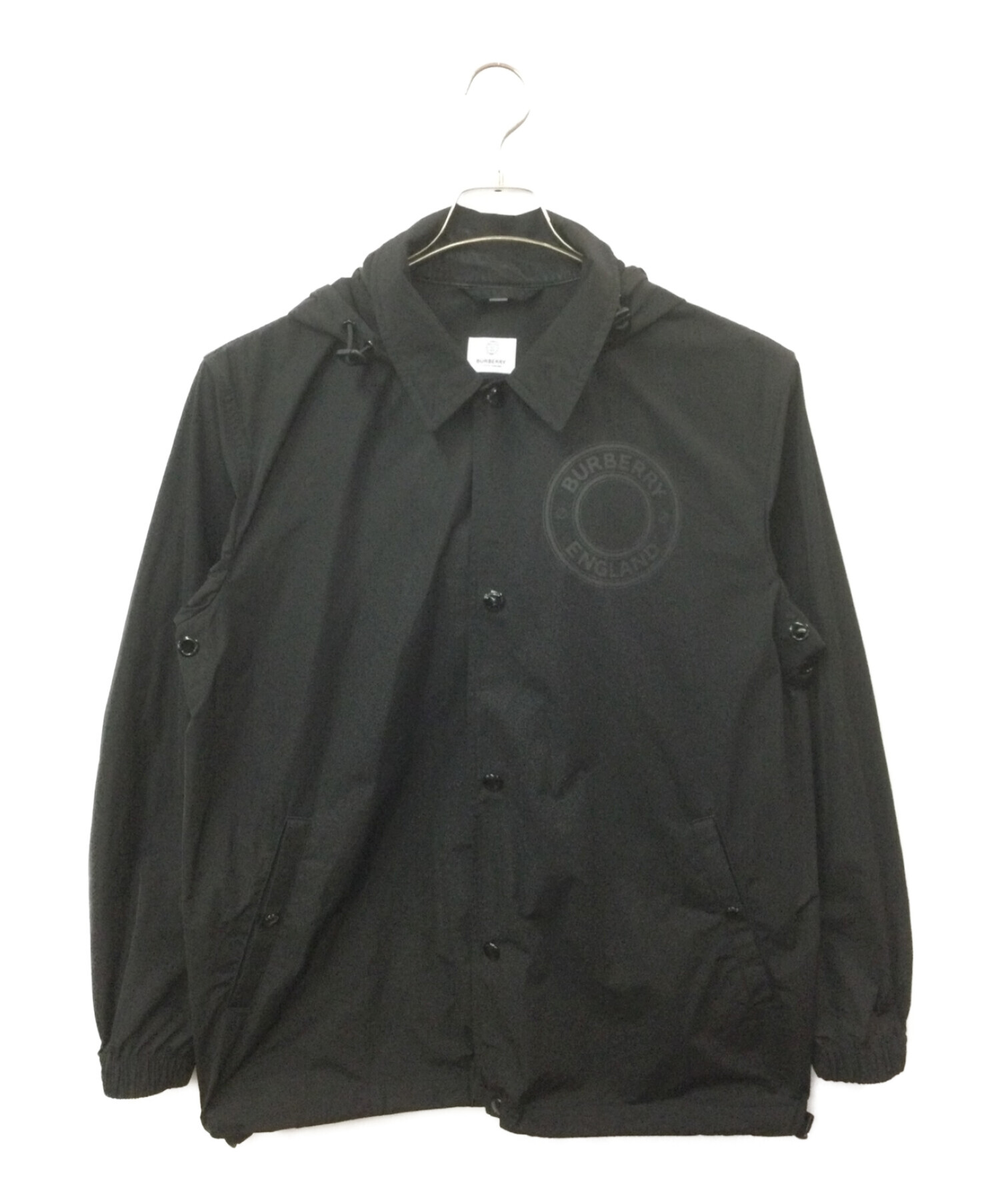 BURBERRY (バーバリー) デタッチャブルフード ロゴ グラフィック ジャケット ブラック サイズ:50
