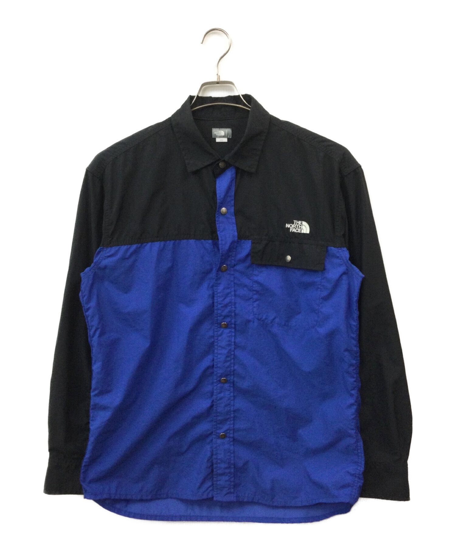 THE NORTH FACE (ザ ノース フェイス) ロングスリーブヌプシシャツ ブルー×ブラック サイズ:L