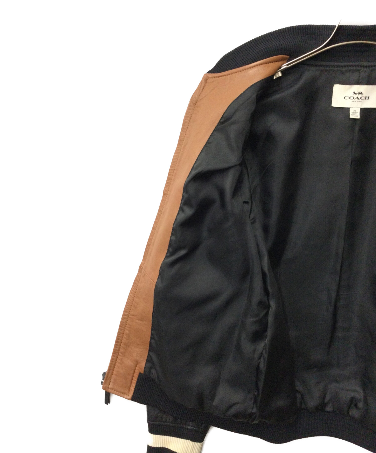 中古・古着通販】COACH (コーチ) Leather Varsity Jacket ブラウン