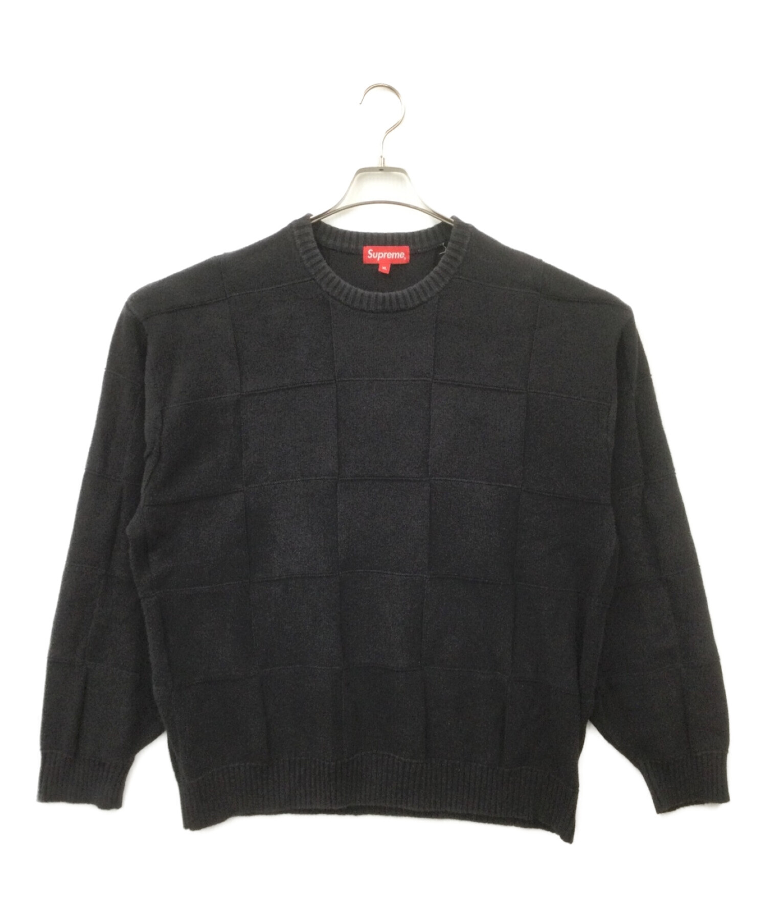 SUPREME (シュプリーム) Tonal Checkerboard Small Box Sweater ブラック サイズ:XL