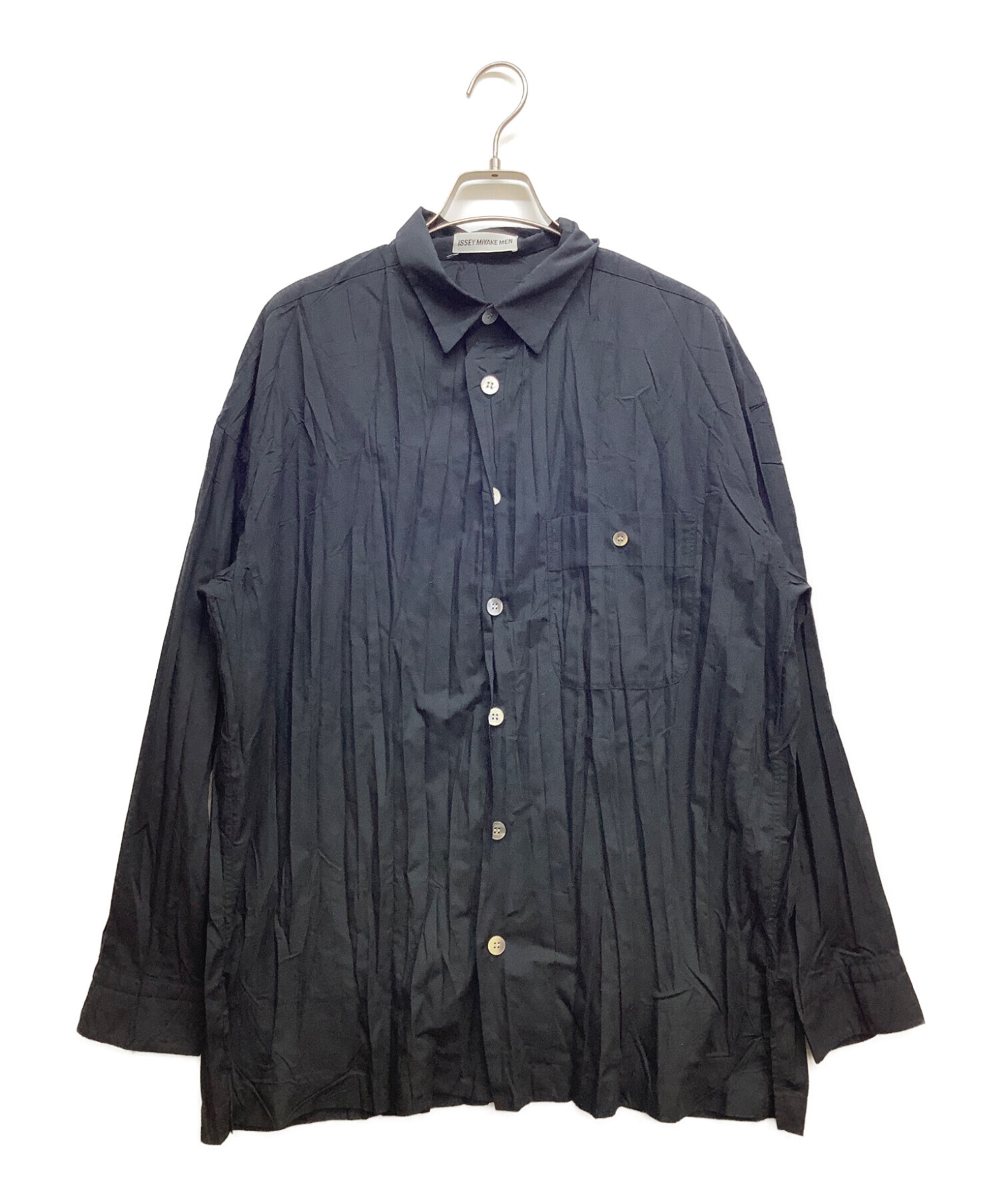 ISSEY MIYAKE MEN (イッセイミヤケメン) プリーツシャツ ブラック サイズ:S