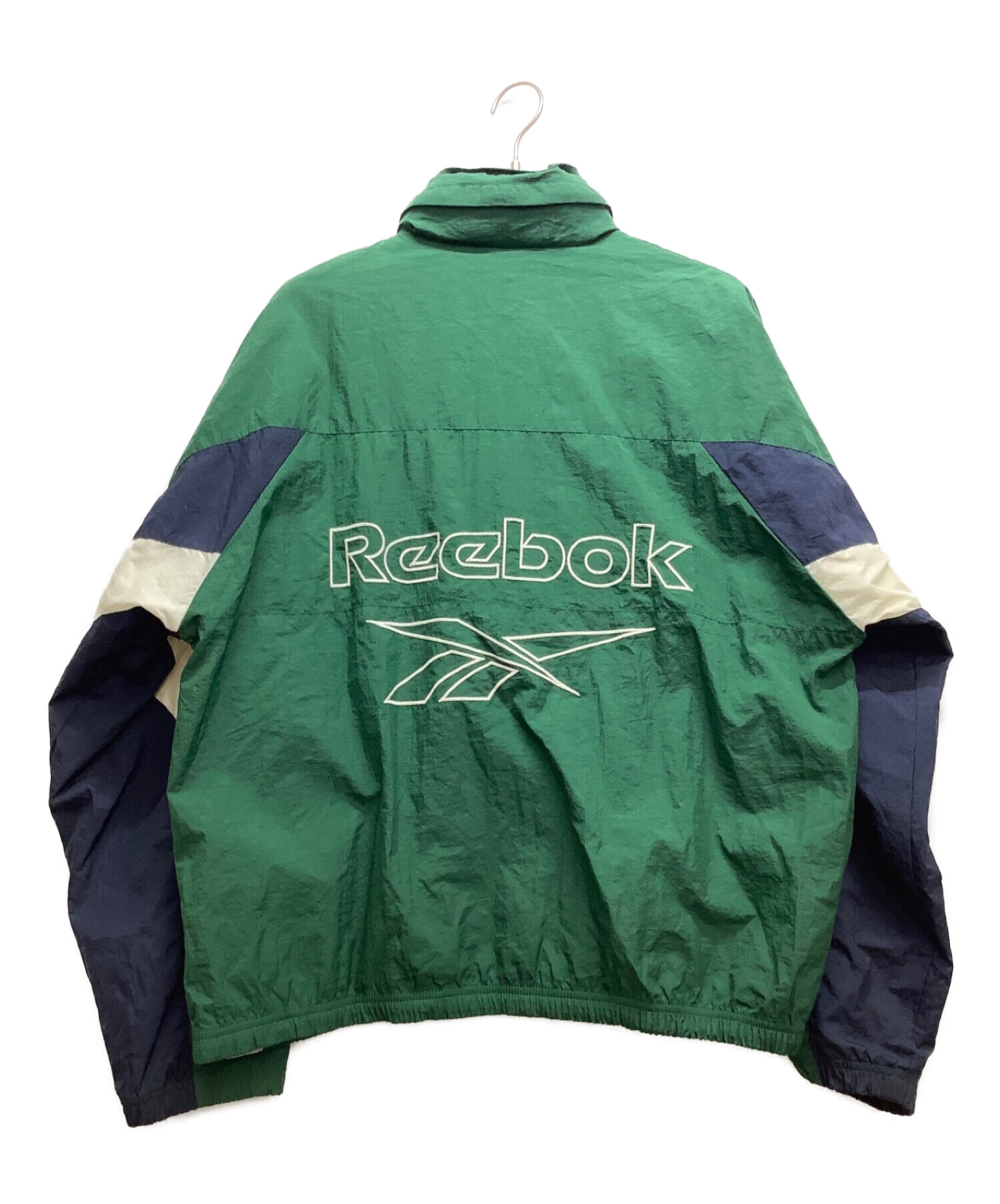 REEBOK (リーボック) ナイロンジャケット グリーン×ネイビー×ホワイト サイズ:L