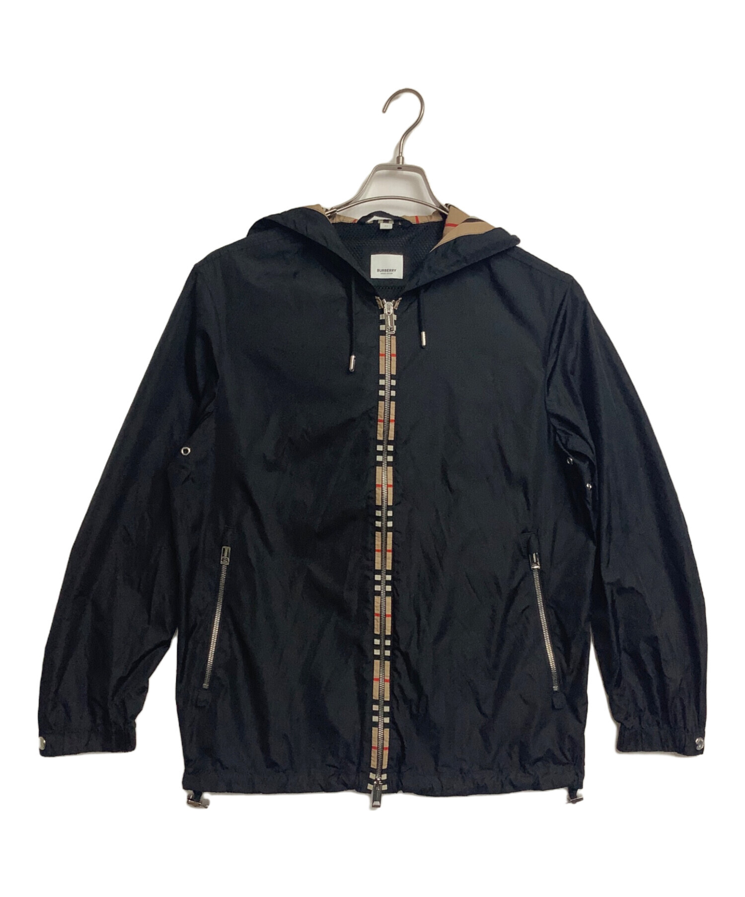 中古・古着通販】BURBERRY (バーバリー) ナイロンフーデッドジャケット ブラック サイズ:L｜ブランド・古着通販 トレファク公式【TREFAC  FASHION】スマホサイト