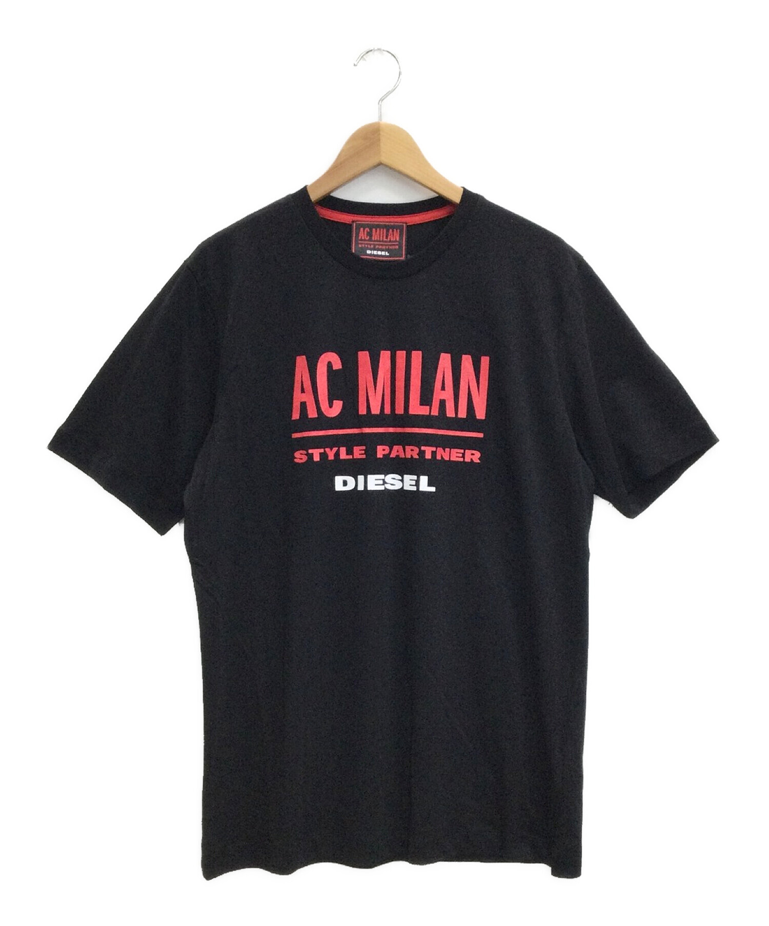 DIESEL×AC MILAN Tシャツ　限定 ロゴ プリント ブラック XL