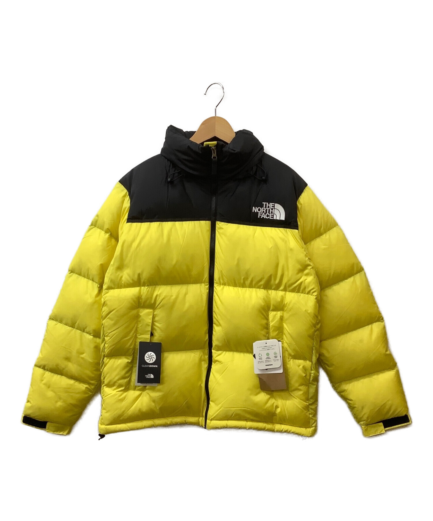 THE NORTH FACE (ザ ノース フェイス) ダウンジャケット ブラック×イエロー サイズ:L