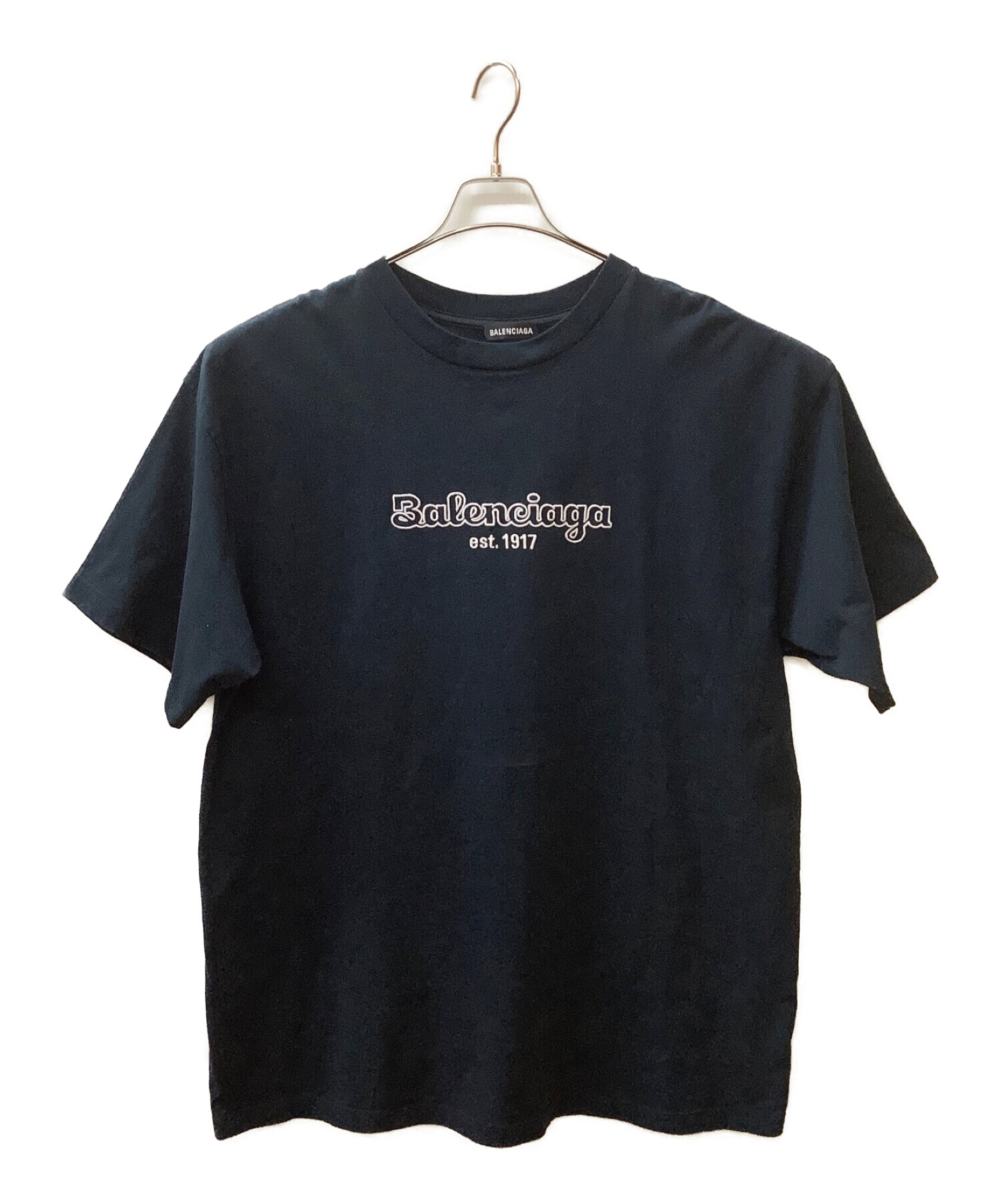 BALENCIAGA (バレンシアガ) 刺繍ロゴTシャツ ネイビー サイズ:XXS