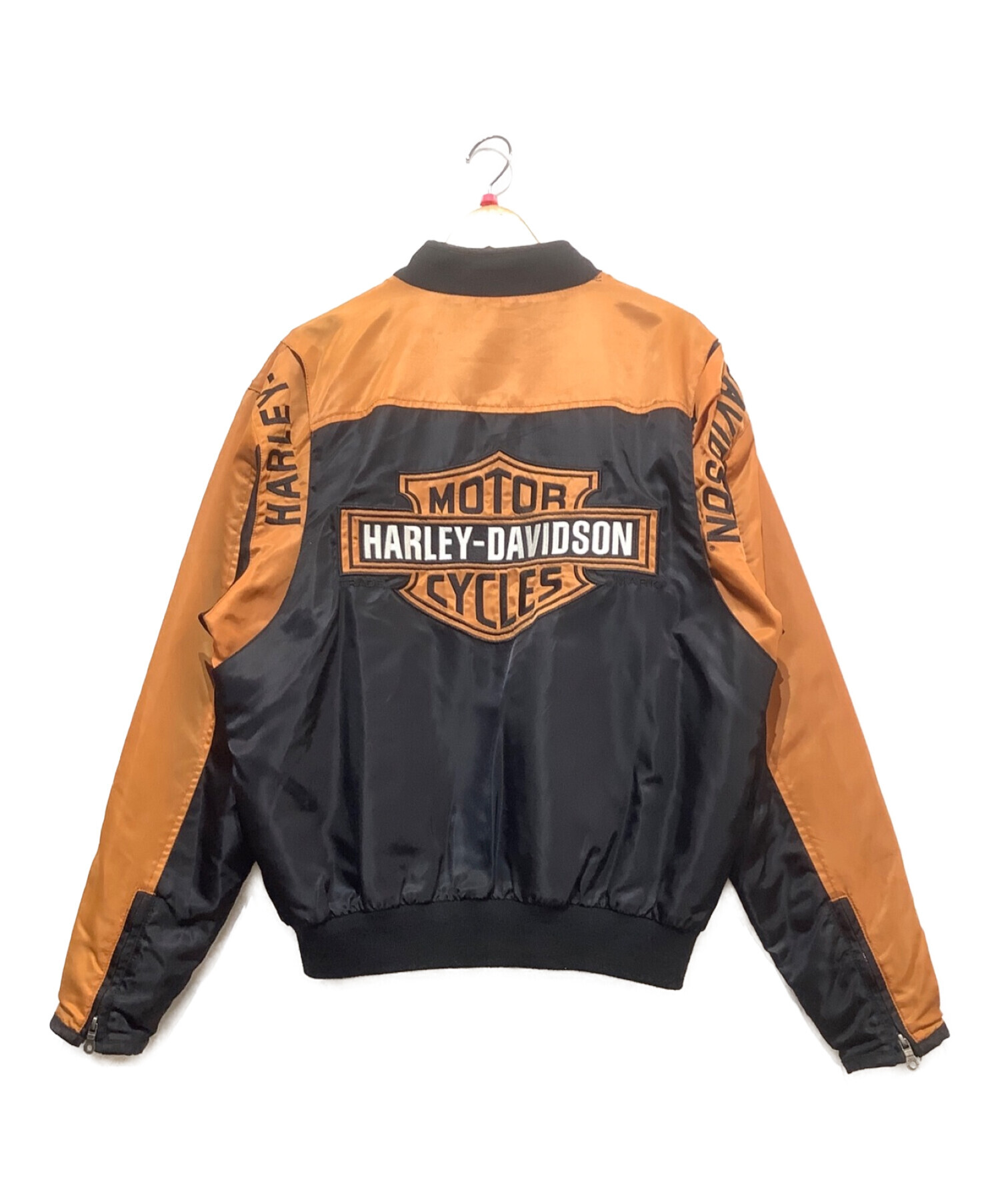 HARLEY-DAVIDSON (ハーレーダビッドソン) メンズバー&シールドロゴナイロンジャケット ブラック×オレンジ サイズ:M
