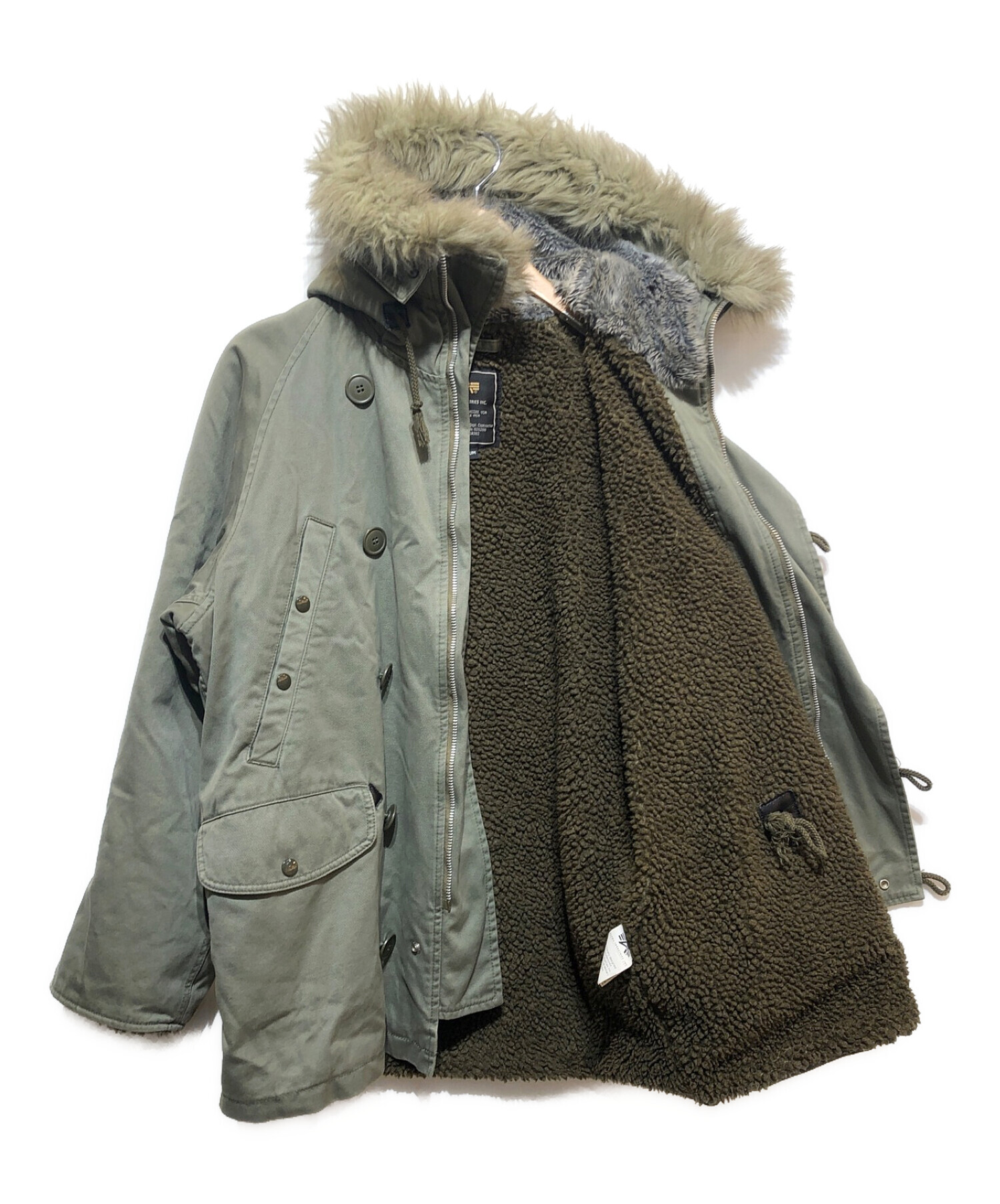 中古・古着通販】ALPHA INDUSTRIES (アルファインダストリーズ) 裏ボアミリタリージャケット グリーン サイズ:M｜ブランド・古着通販  トレファク公式【TREFAC FASHION】スマホサイト