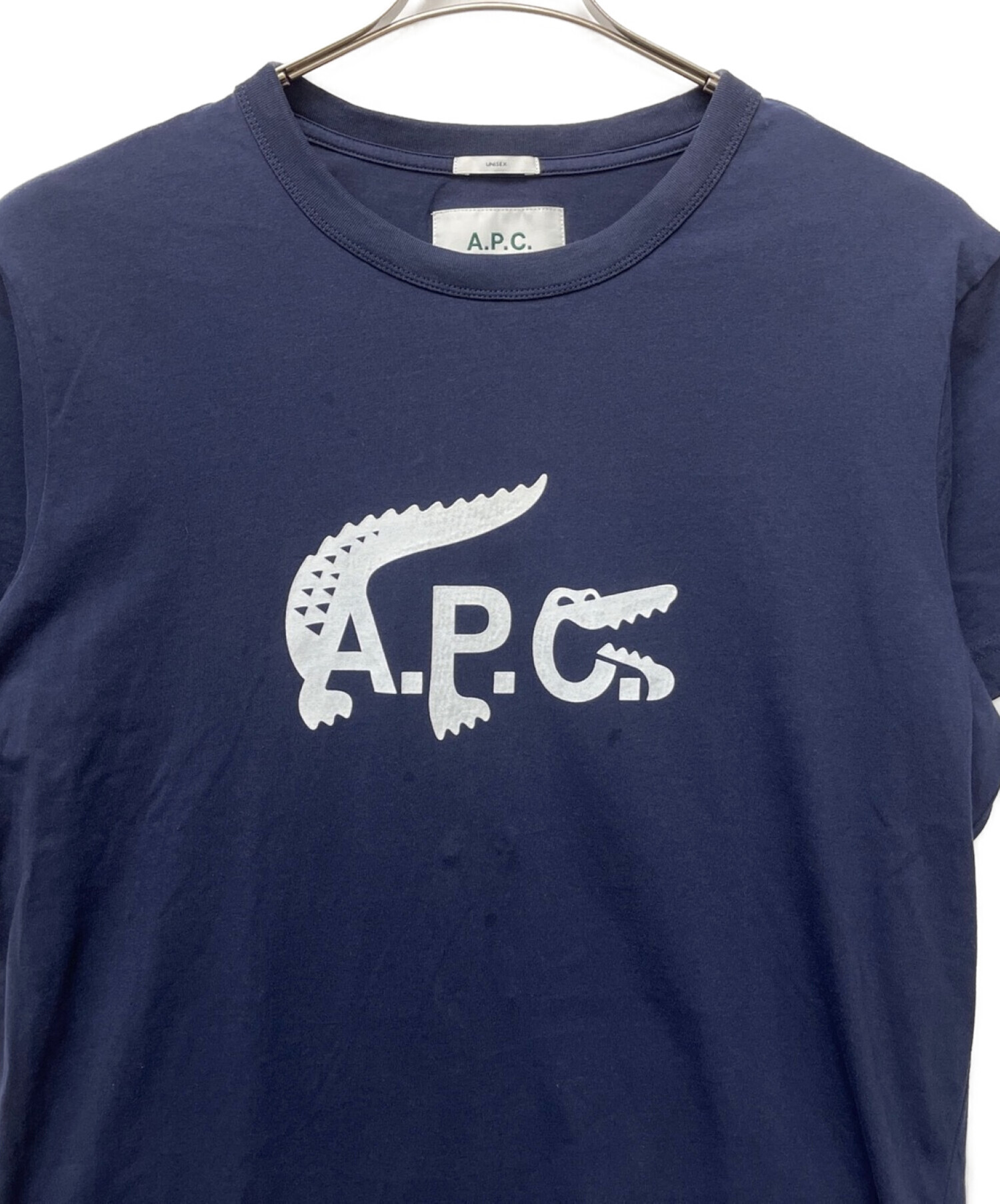 A.P.C×LACOSTE (アーペーセー × ラコステ) プリントTシャツ ネイビー サイズ:XL