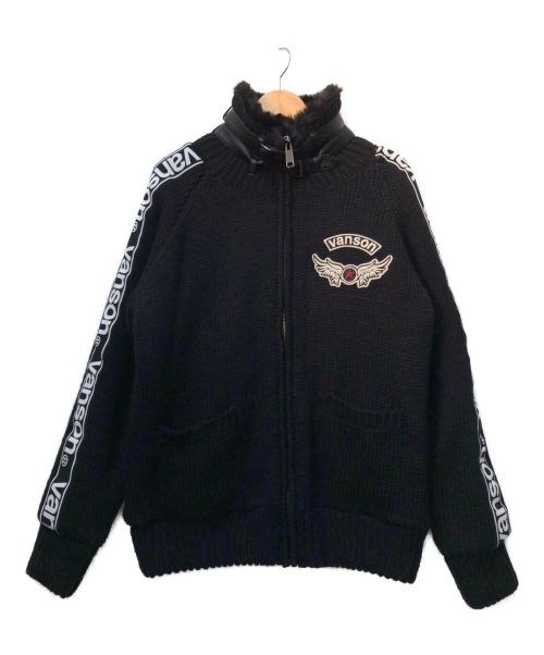 【中古・古着通販】VANSON (バンソン) ニットジャケット ブラック