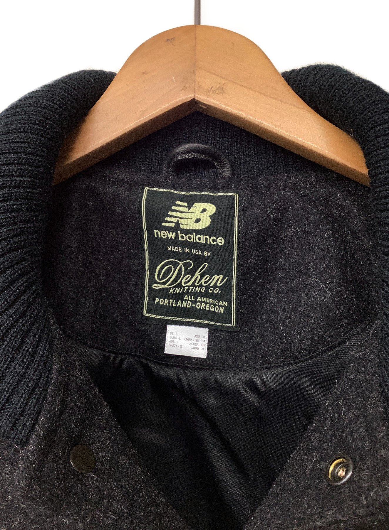NEW BALANCE×Dehen (ニューバランス×ディーエン) ウールジャケット ブラック サイズ:XL