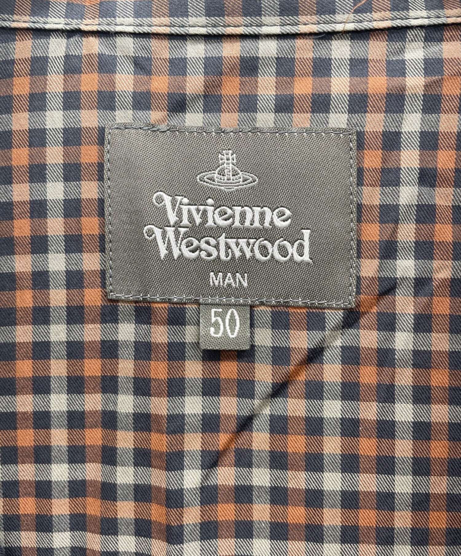 Vivienne Westwood (ヴィヴィアンウエストウッド) チェックシャツ ブラウン サイズ:50 未使用品
