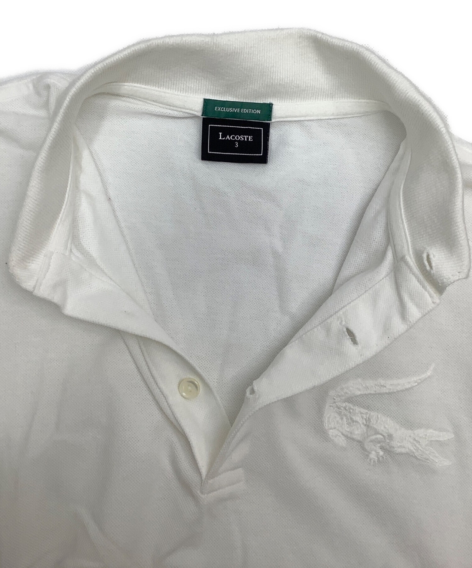 中古・古着通販】LACOSTE (ラコステ) ポロシャツ ホワイト サイズ:3