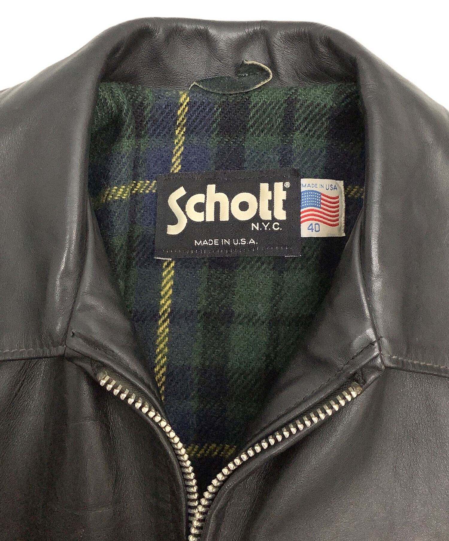 肩幅41袖丈6667167　USA製　Schott　レザージャケット　茶色　サイズ40