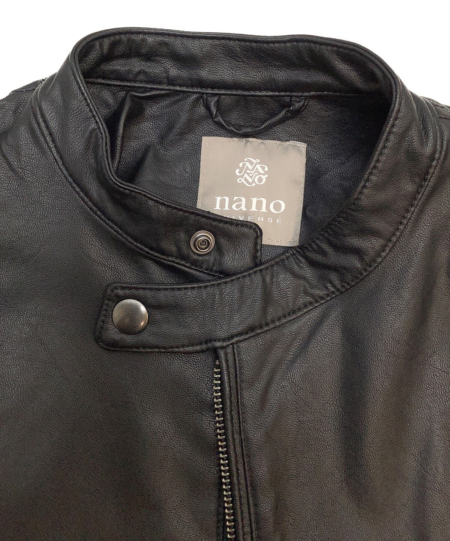 nano・universe (ナノ・ユニバース) フェイクレザージャケット ブラック サイズ:S