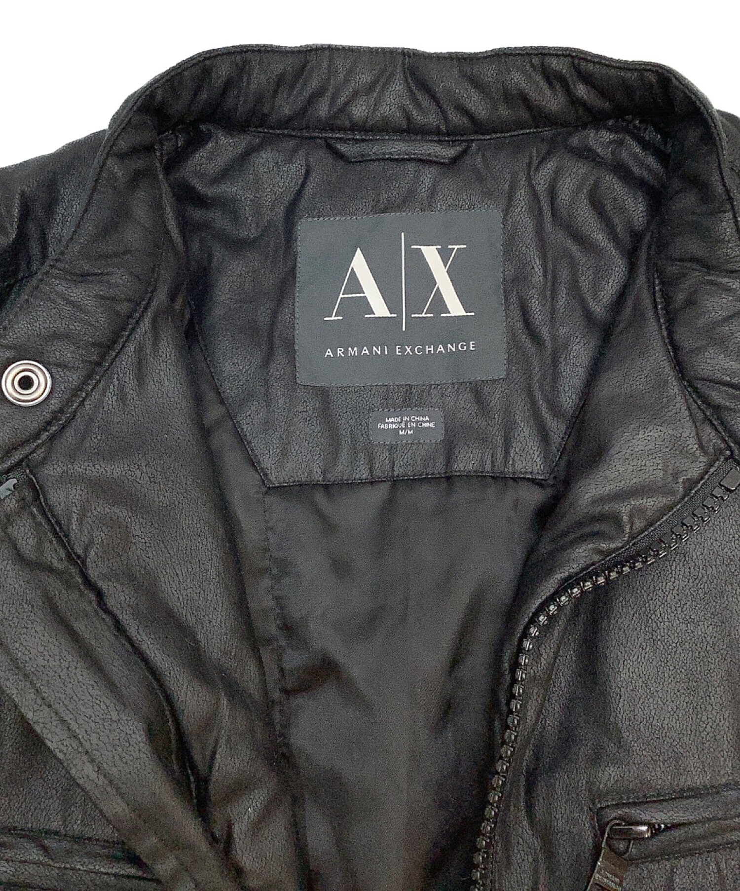 ARMANI EXCHANGE (アルマーニ エクスチェンジ) フェイクレザージャケット ブラック サイズ:M