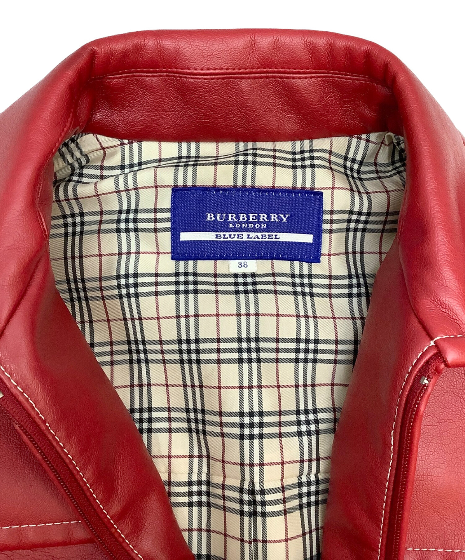 BURBERRY LONDON (バーバリー ロンドン) フェイクレザージャケット レッド サイズ:38